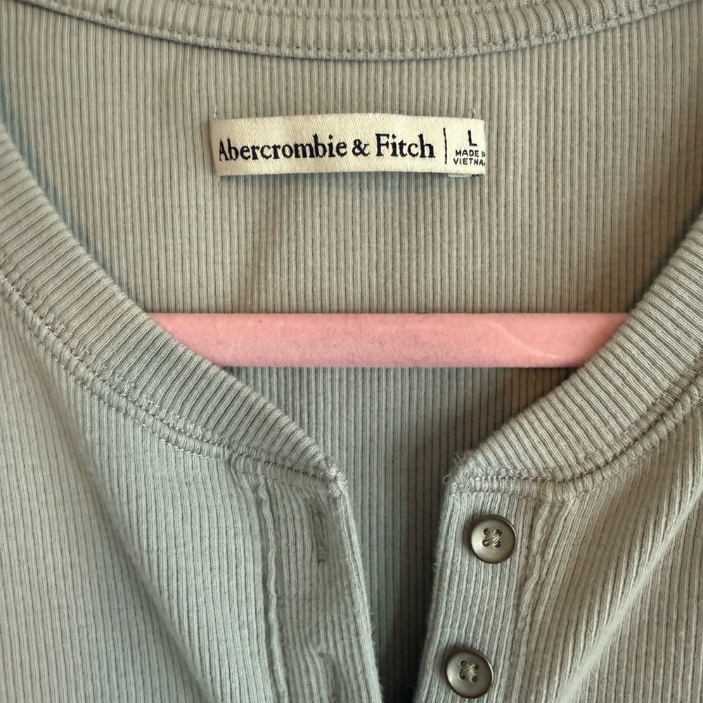Abercrombie & Fitch Ribbed Light Green Henley Bodysuit - Picture 2 of 3